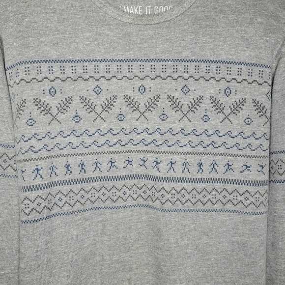 Make It Good Organic Cotton Gray Thick Knit Fair Isle Print Top Women's Size XS - Picture 2 of 6